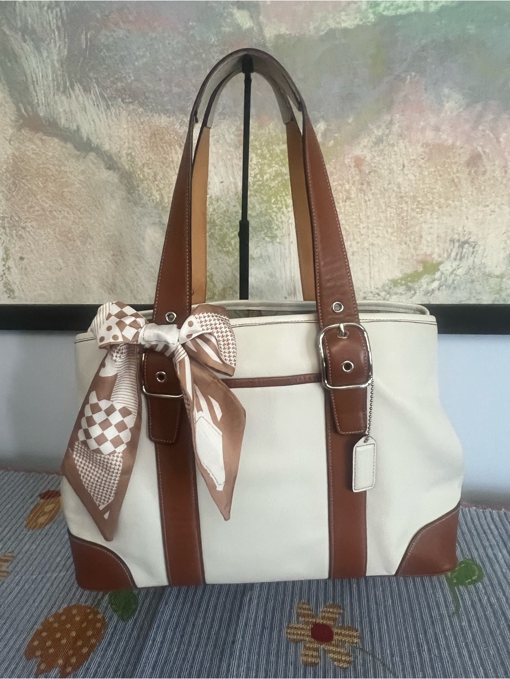 Vintage 2003 Coach Hampton Gallery Tote Cream and Brown Leather - Picture 15 of 15